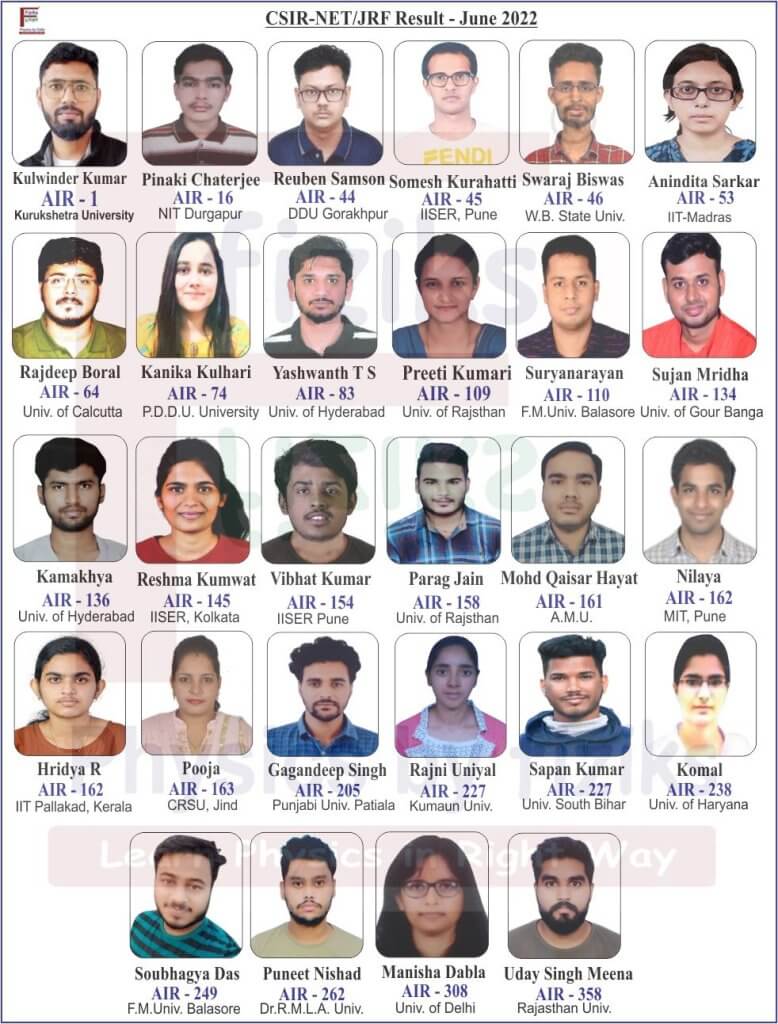 Result NET/JRF June2022, GATE2022 An Institute for Physics and